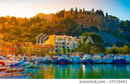 View Of Cap Canaille And Boats In The Port During Sunny Day-Cassis 45518443