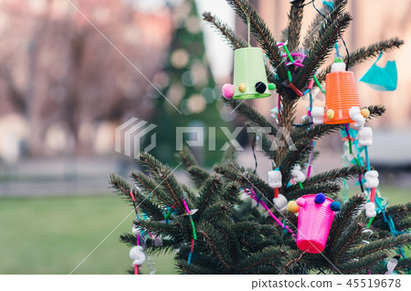 DIY handmade decoration on a Christmas tree DIY handmade decoration on a Christmas tree 45519678