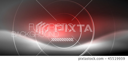 Neon circles abstract background, shiny lines 45519939