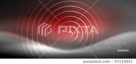 Neon circles abstract background, shiny lines 45519941