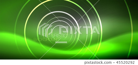 Neon circles abstract background, shiny lines 45520292