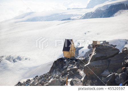 Old wooden toilets WC for climbers about break 45520597