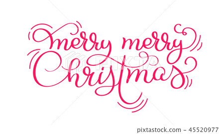 Red Merry merry Christmas vintage calligraphy lettering vector text isolated on white background Red Merry merry Christmas vintage calligraphy lettering vector text isolated on white background 45520977