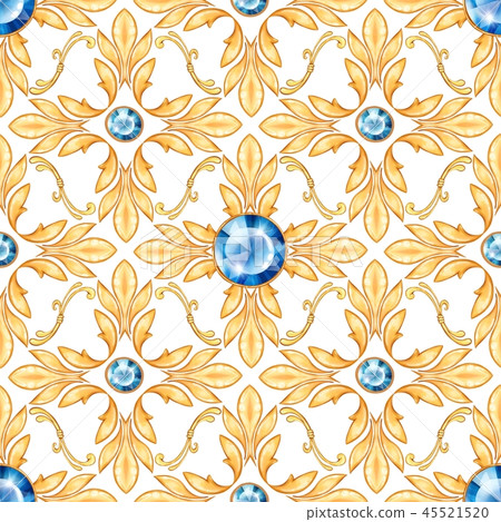 Seamless baroque pattern with gems - Stock Illustration [45521520] - PIXTA