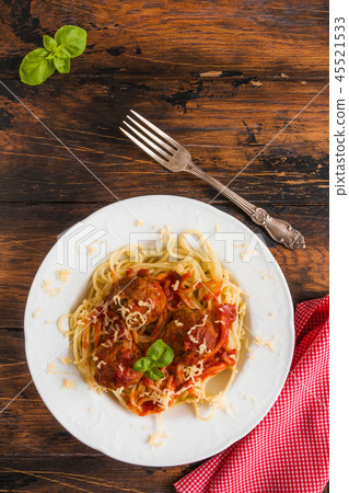 Pasta and meatballs with tomato sauce Pasta and meatballs with tomato sauce 45521533