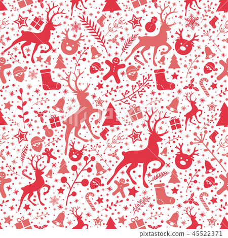 seamless pattern with Christmas decorations Vector - Stock Illustration ...
