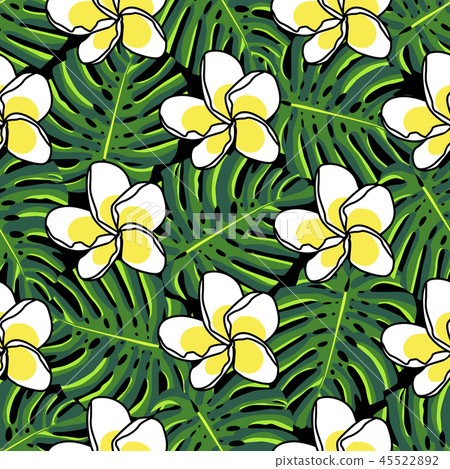 Tropical seamless pattern with frangipani - Stock Illustration ...