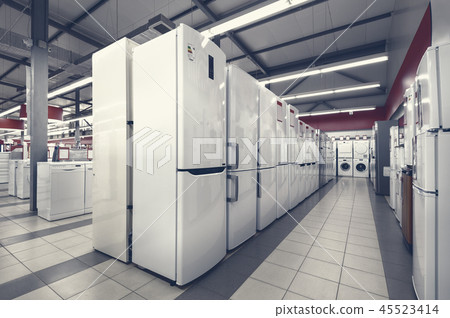 refrigerators and washing mashines in appliance store 45523414