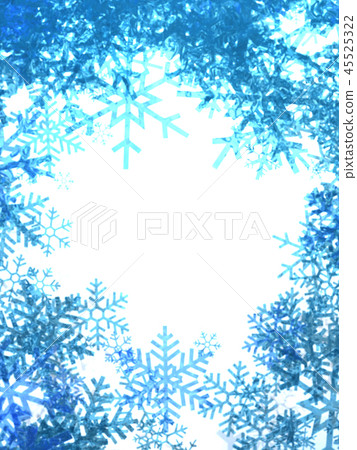 CG 3D illustration background snow crystal winter cold blue copy space frame 45525322