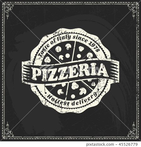 Vector pizza of pizzeria retro logo - Stock Illustration [45526779] - PIXTA