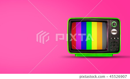 Old vintage tv on pink background 45526907