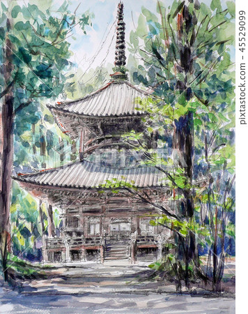 Koyasan west pagoda world heritage Koyasan sketch 45529099
