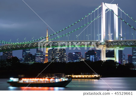 City night view Tokyo Bay Rainbow Bridge City night view Tokyo Bay Rainbow Bridge 45529661