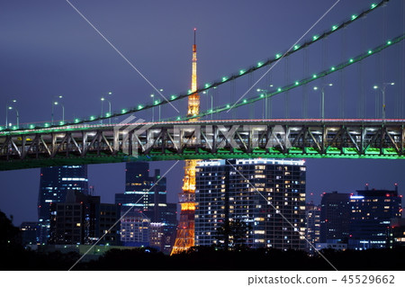 城市夜景東京灣彩虹橋 城市夜景東京灣彩虹橋 45529662
