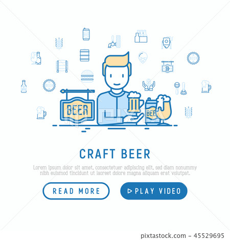 Craft beer concept: man and mag with foam 45529695