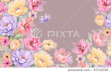 Elegant watercolor rose and peony flower 45530396