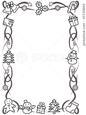 Christmas object vertical rectangular frame (line drawing only) 45530669