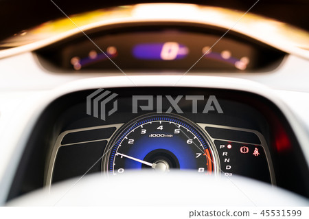 car speed meter dashboard and cockpit, close up car speed meter dashboard and cockpit, close up 45531599