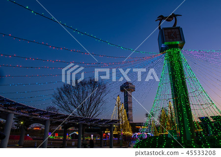 岐阜縣木曾三河公園的晚上風景冬天的照明 45533208