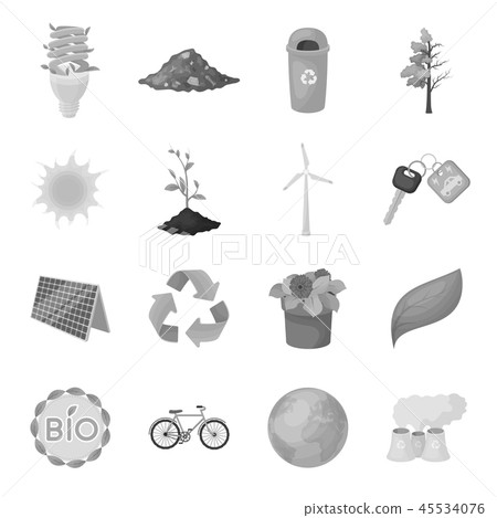 Bio and ecology monochrome icons in set... - Stock Illustration ...