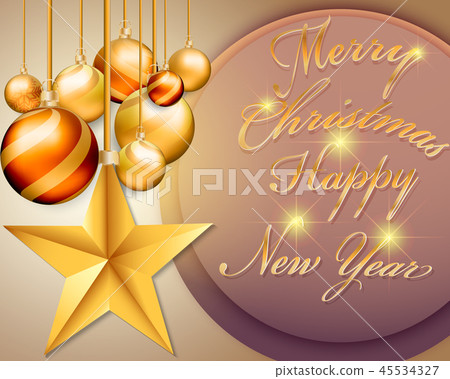 Christmas gold balls with Star on background Christmas gold balls with Star on background 45534327