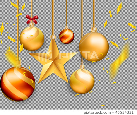 Christmas gold balls with Star and confetti Christmas gold balls with Star and confetti 45534331