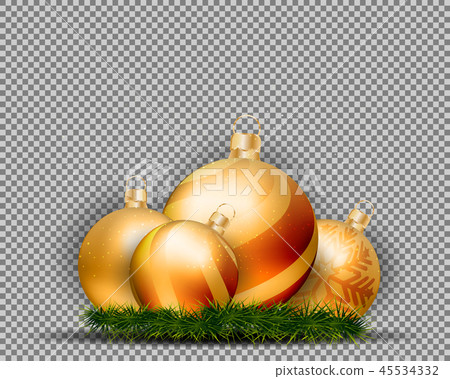 3d christmas gold balls on transparent background. 3d christmas gold balls on transparent background. 45534332