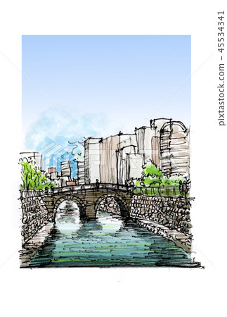 Landscape sketch Nagasaki: Meganbashi Landscape sketch Nagasaki: Meganbashi 45534341