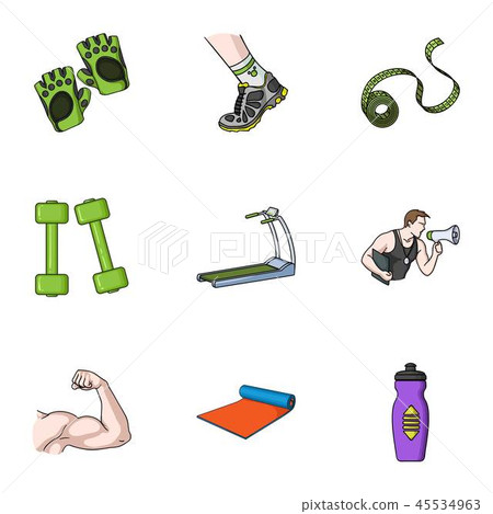 Sport and fitness set icons in cartoon style. Big collection of sport and fitness vector symbol Sport and fitness set icons in cartoon style. Big collection of sport and fitness vector symbol 45534963
