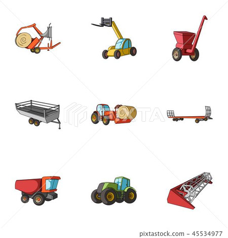 Set of pictures about agricultural machinery. Cars to robots to the ground.Agricultural Machinery Set of pictures about agricultural machinery. Cars to robots to the ground.Agricultural Machinery 45534977