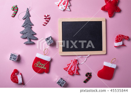 Christmas and new year objects on pink background 45535844