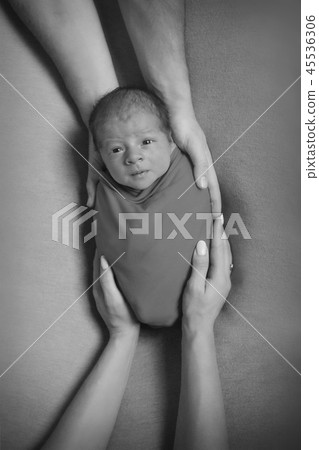 newborn baby lying on the hands of parents newborn baby lying on the hands of parents 45536306