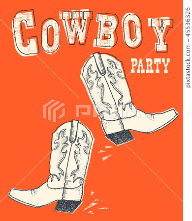 Cowboy boot.Vector hand drawn graphic illustration 45536326