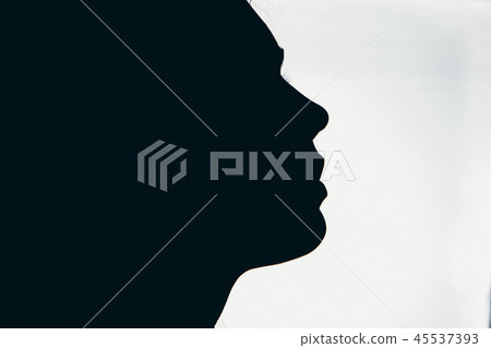 silhouette of beautiful girl's face Female profile silhouette of beautiful girl's face Female profile 45537393