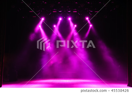 Free stage with lights, lighting devices. Background. 45538426