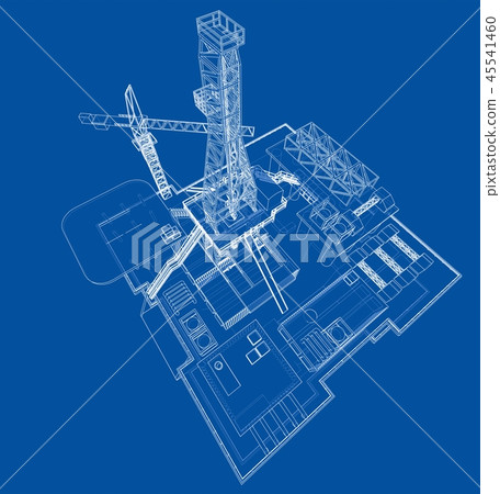 Offshore oil rig drilling platform concept. Vector 45541460