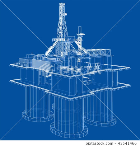 Offshore oil rig drilling platform concept. Vector Offshore oil rig drilling platform concept. Vector 45541466
