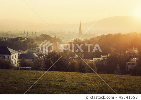 Linz panorama at sunrise 45541558