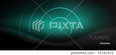 Dark abstract background with glowing neon circles 45541628