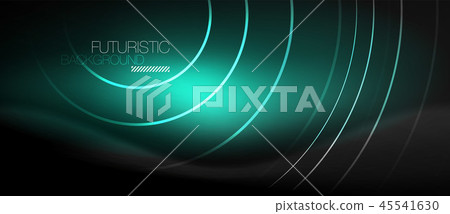Dark abstract background with glowing neon circles 45541630