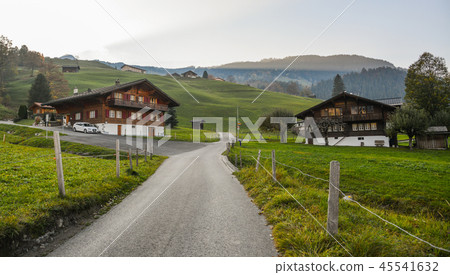 Landscape with mountain village in autumn 45541632