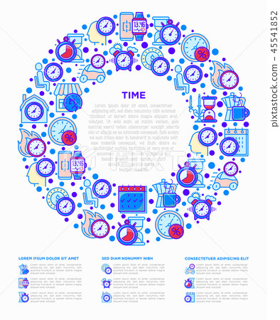 Time concept in circle with thin line icons Time concept in circle with thin line icons 45541852