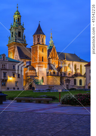 Wawel Cathedral at Night in Krakow 45542216