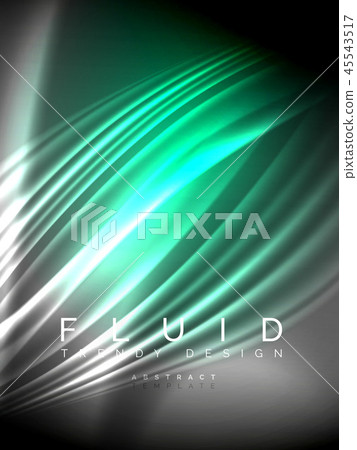 Neon glowing wave, magic energy and light motion background. Vector illustration 45543517