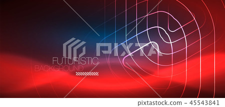 Neon glowing techno lines, hi-tech futuristic abstract background template with geometric shapes Neon glowing techno lines, hi-tech futuristic abstract background template with geometric shapes 45543841