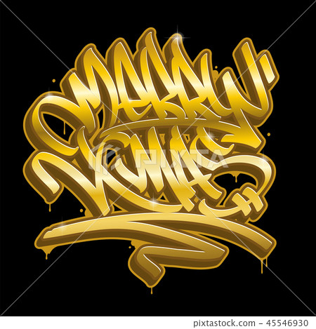 Merry Christmas graffiti style lettering card 45546930