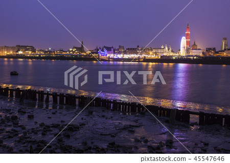 Panorama of Antwerp across Scheldt River 45547646