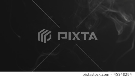 closeup vapor rises from bottom on black background 45548294