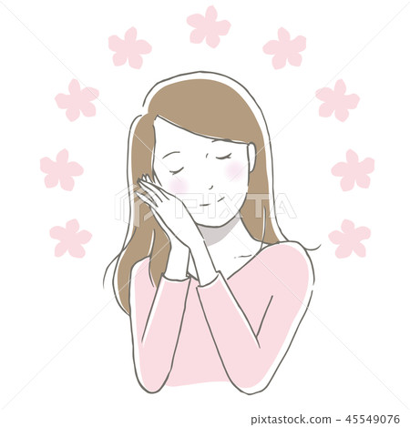 Woman happy soft hand drawn style 45549076