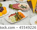 Decoration of wedding table with various treats 45549226